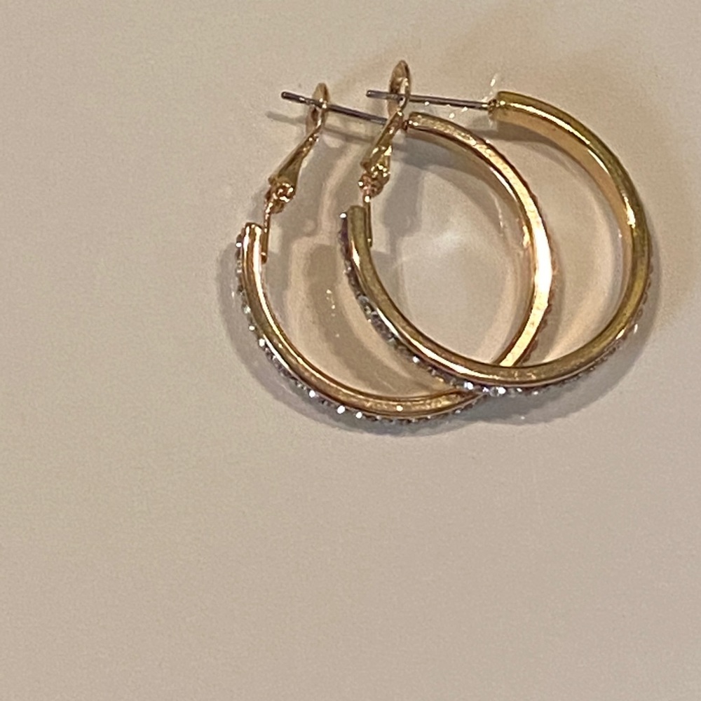 GOLD CRYSTAL RHINESTONE HOOPS